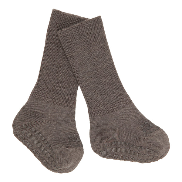 Non-slip Socks Merino Wool - Brown Melange