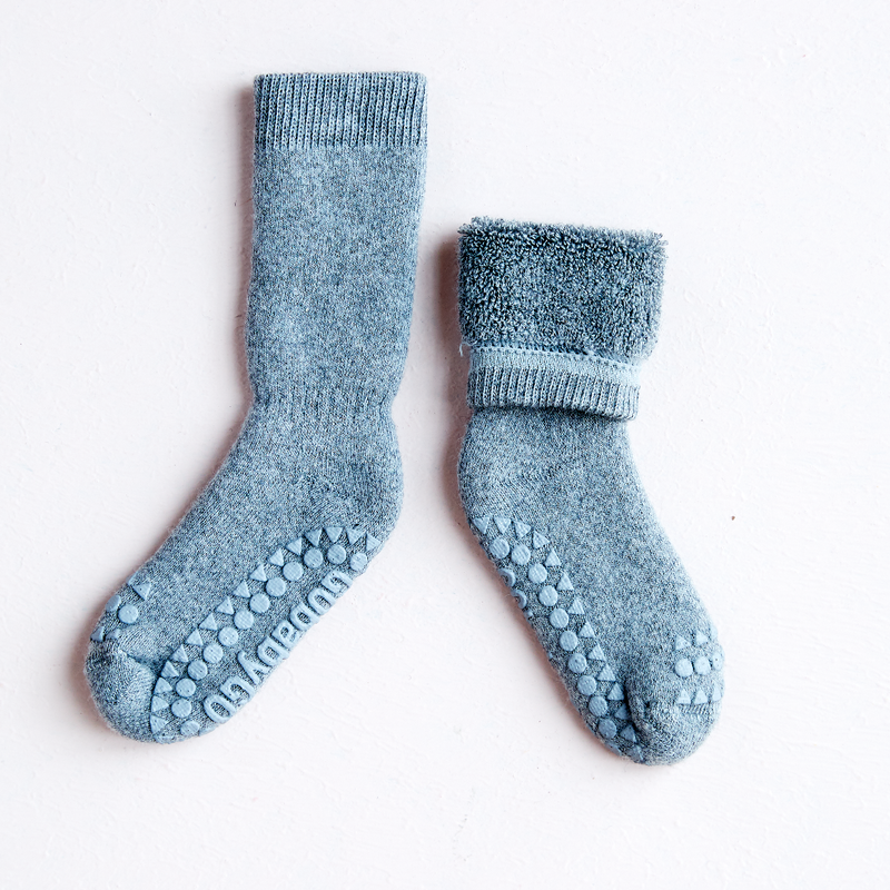 Non-slip Socks Organic Cotton - Dusty Blue