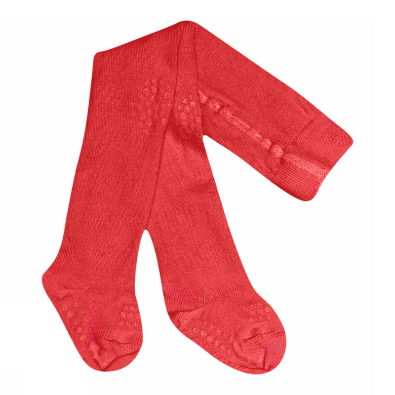 Non slip crawling tights with grip for babies and toddlers Organic Cotton - Tomato