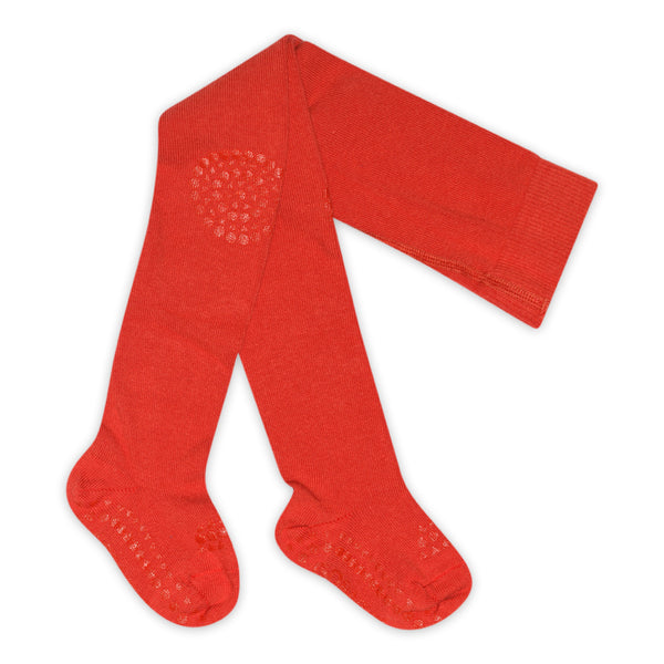 Non slip crawling tights with grip for babies and toddlers Organic Cotton - Cherry