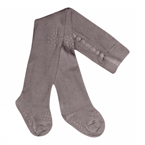 Non slip crawling tights with grip for babies and toddlers in Merino Wool - Wine red