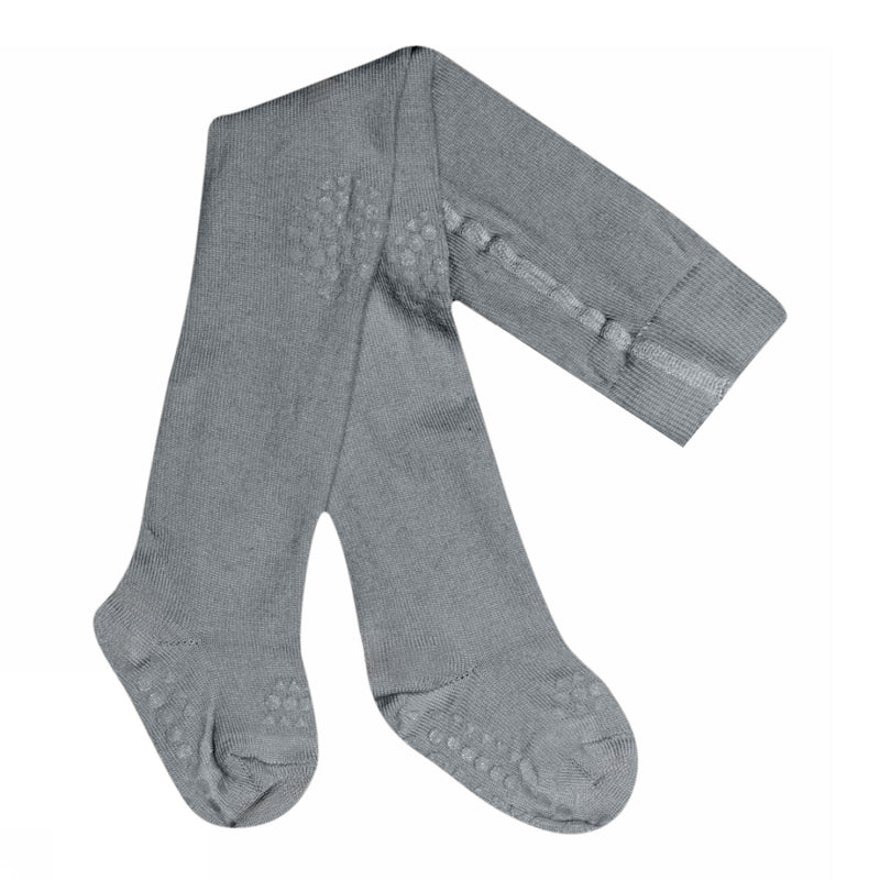 Non slip crawling tights with grip for babies and toddlers in Merino Wool - Stone Blue