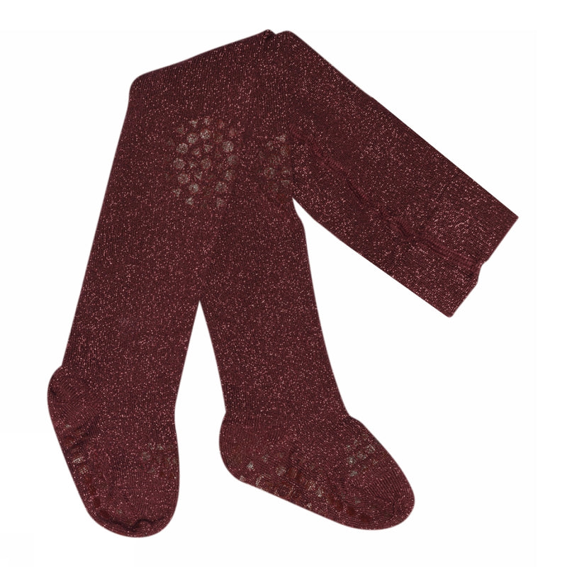 Non slip crawling tights with grip for babies and toddlers in Bamboo - Wine Red