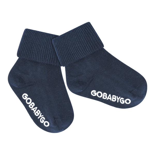 Non-slip Grip socks organic cotton - Navy Blue