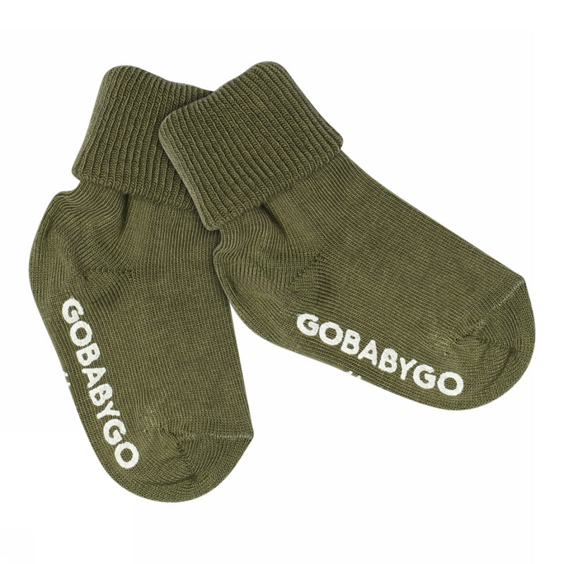 Non-slip Grip socks organic cotton - Olivine