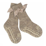 Non-Slip Grip Socks Merino Wool with Lace - Sand