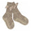 Non-Slip Grip Socks - Merino Wool - Lace - Light brown Melange