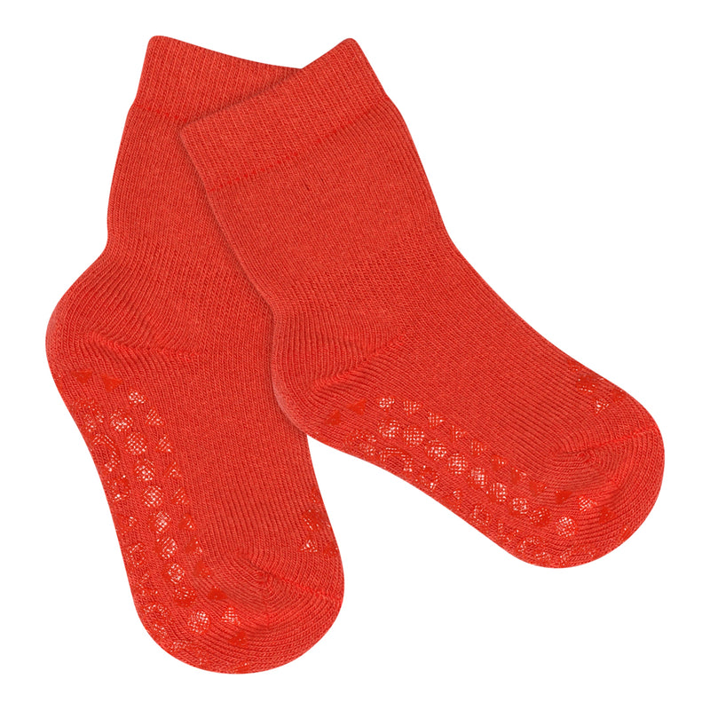 Non-slip Grip socks Thick organic terry cotton - Cherry