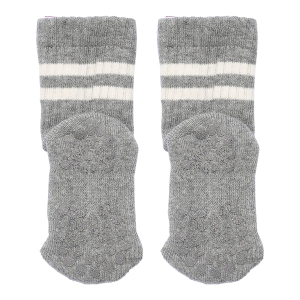Non-slip Sports Socks with grip - Organic Cotton - Grey Melange