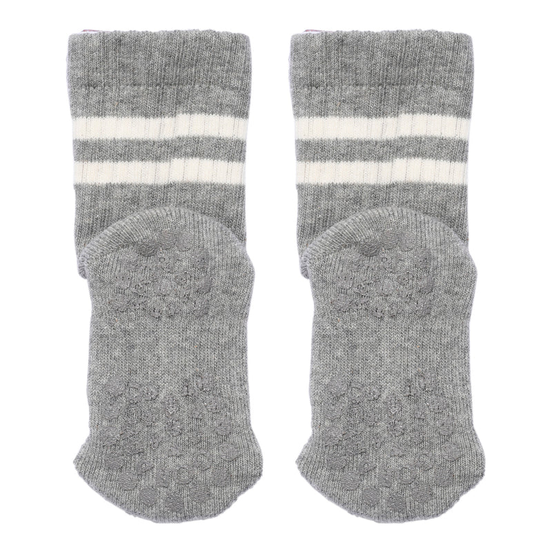 Non-slip Sports Socks with grip - Organic Cotton - Grey Melange