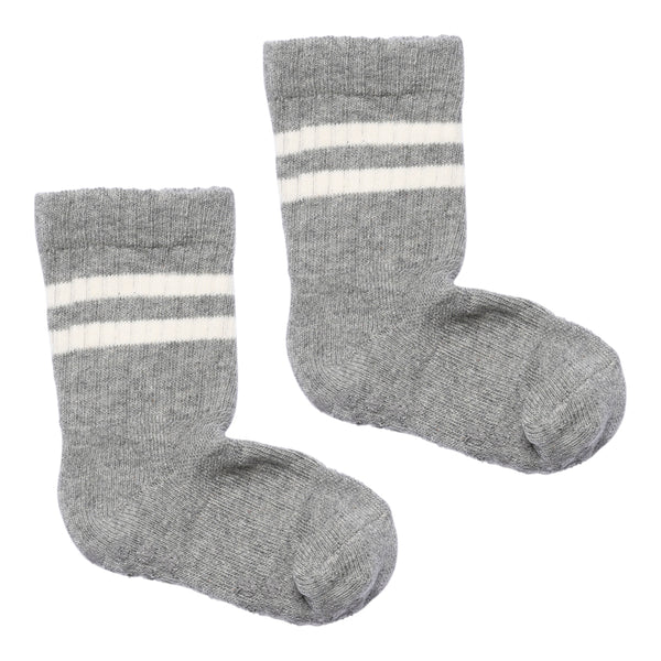 Non-slip Sports Socks with grip - Organic Cotton - Grey Melange