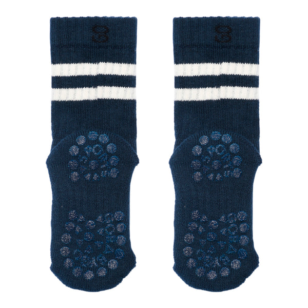 Non-slip Sports Socks with grip - Organic Cotton - Navy Blue