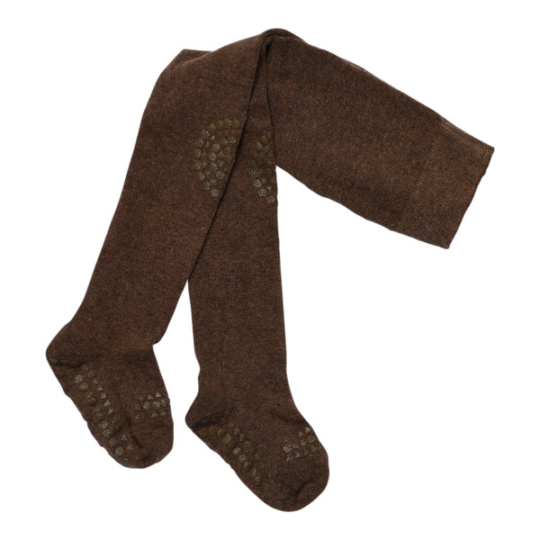 Non slip crawling tights with grip for babies and toddlers Organic Cotton - Chocolate