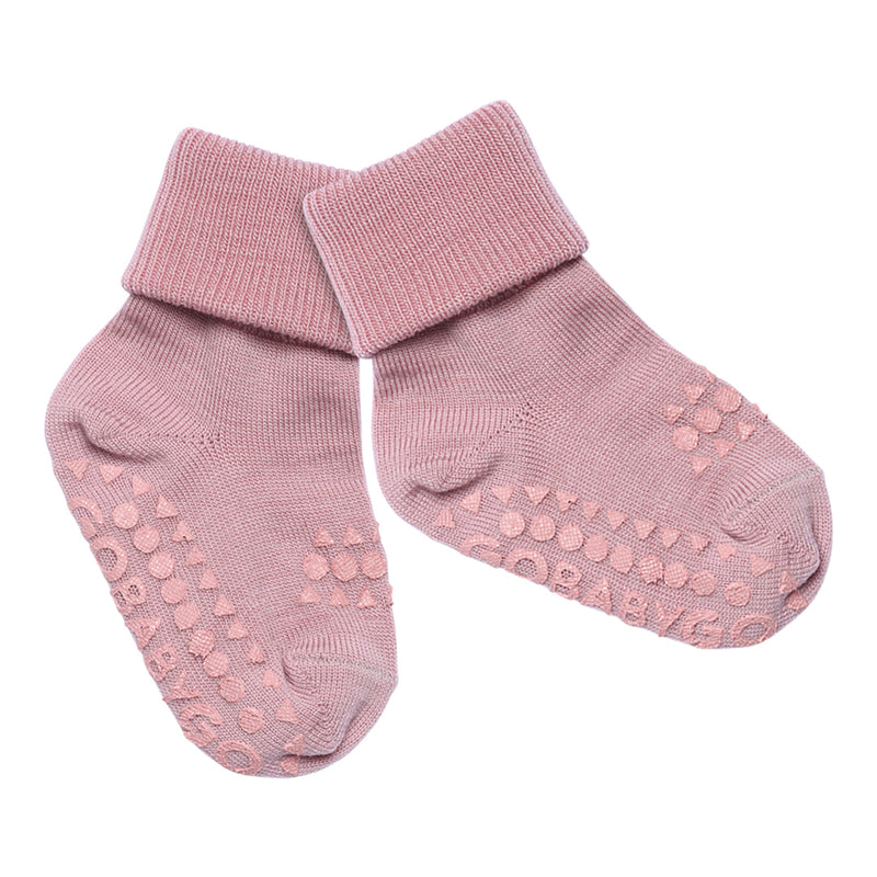 Non-Slip Grip Socks - Merino Wool - Rose Blush