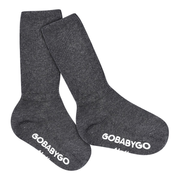 Non-slip Grip socks organic cotton - Dark Grey Melange