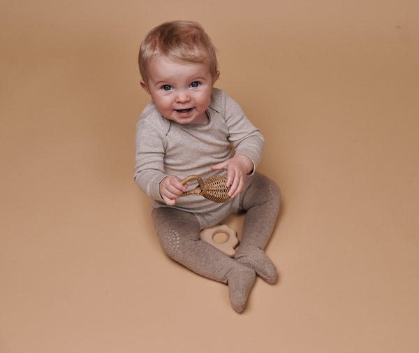 GOBABYGO Chaussettes antidérapantes pour bébé en laine, beige sable - Mini  Scandinave