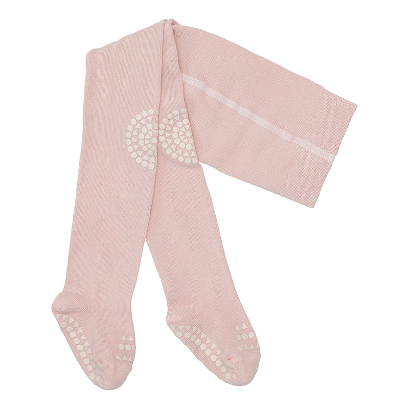 Non slip crawling tights with grip for babies and toddlers in Bamboo - Soft Pink