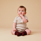 Non-Slip Grip Socks - Merino Wool - Wine red