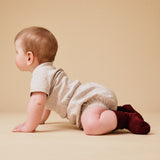 Non-Slip Grip Socks - Merino Wool - Wine red