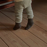 Anti-slip grip socks in Merino wool - Brown Melange