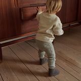 Anti-slip grip socks in Merino wool - Brown Melange