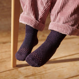 Non-Slip Socks Bamboo Glitter - Dark Purple