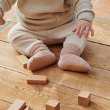 Anti-slip grip socks in terry cotton - Rose Dust