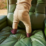 Anti-slip grip socks in Merino wool - Grape Skin
