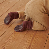 Anti-slip grip socks in Merino wool - Grape Skin