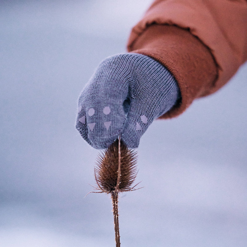 Mittens with non-slip grip - Organic Cotton - Grey Melange