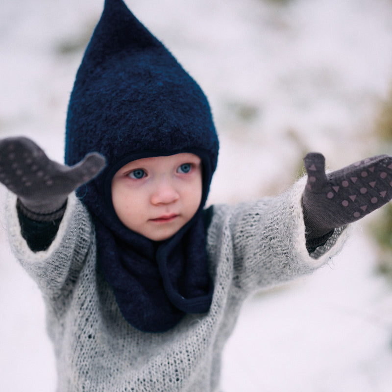 Mittens with non-slip grip - Organic Cotton - Navy Blue