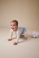 Non slip crawling tights with grip for babies and toddlers in Merino Wool - Snowflake