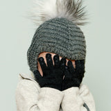 Non-Slip Grip Gloves for Babies and Toddlers - Merino wool - Dark Grey Melange