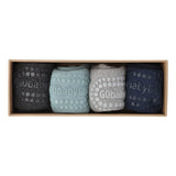 Combo Box Paquete de 4 algodón - Gris oscuro jaspeado, azul polvoriento, gris jaspeado, azul marino