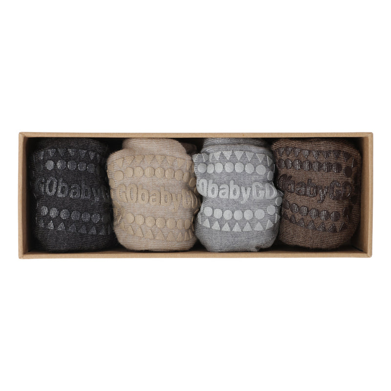 Combo Box 4-pack Merino Wool - Dark Grey Melange, Sand, Grey Melange, Brown Melange