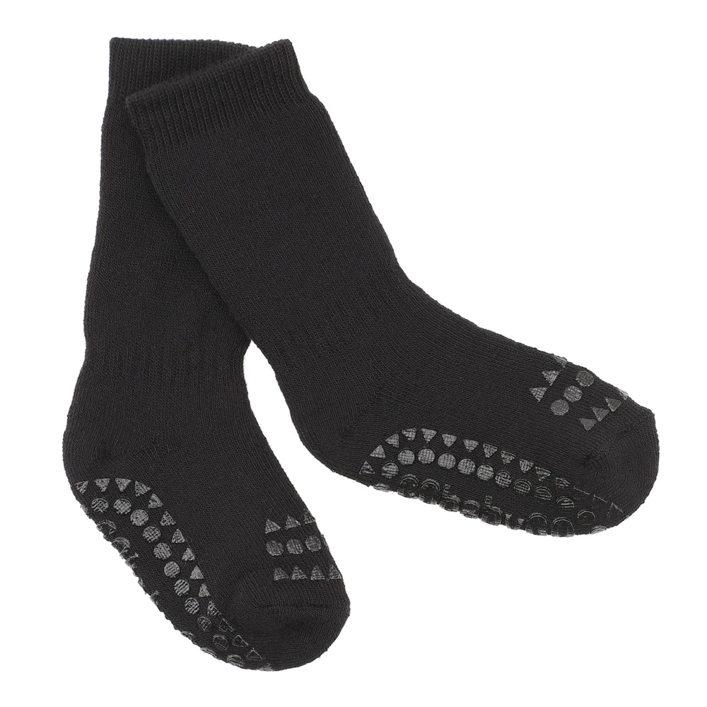 Metzuyan Baby Girls' 5-Pair Socks With Grippers – Scallop Edge, Anti-Slip Stripes (0-2.5 Years)