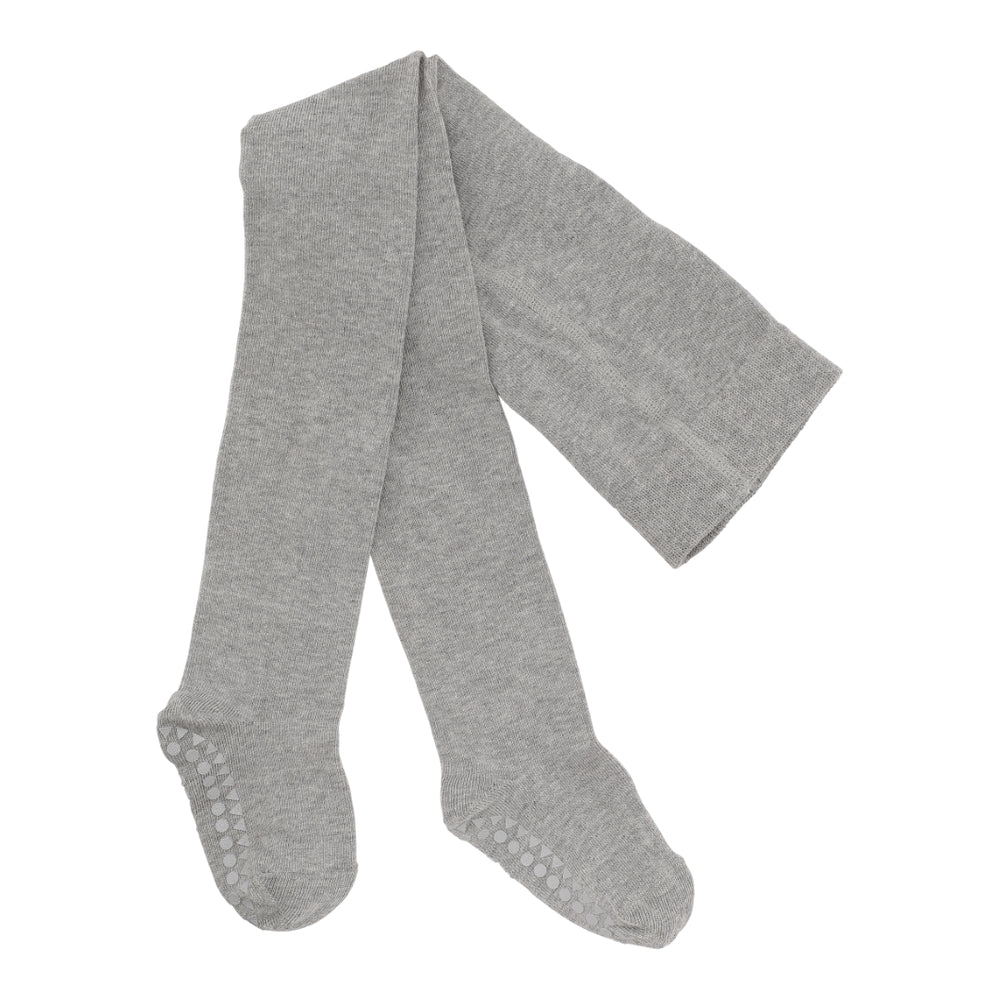 Non slip tights with grip for toddlers Organic Cotton Grey Melange