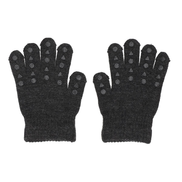 Non-Slip Grip Gloves for Babies and Toddlers - Merino wool - Dark Grey Melange