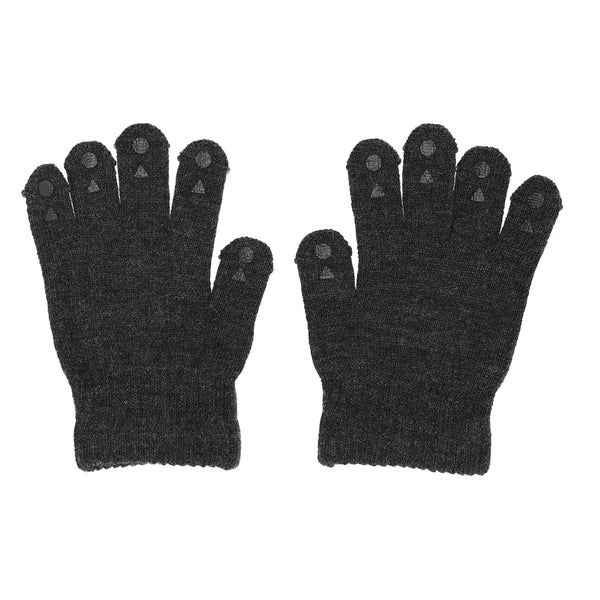 Non-Slip Grip Gloves for Babies and Toddlers - Merino wool - Dark Grey Melange