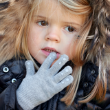 Non-Slip Grip Gloves for Babies and Toddlers - Merino wool - Dark Grey Melange