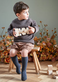 Non-Slip Grip Socks - Bamboo - Dark Grey Melange